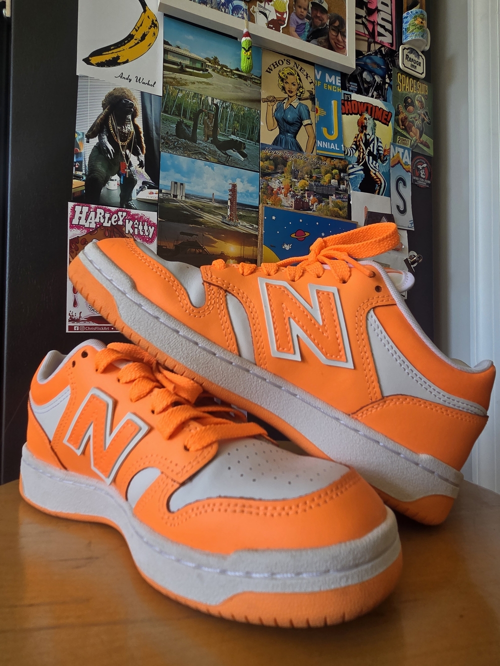 New Balance Bright Orange & White Sneakers